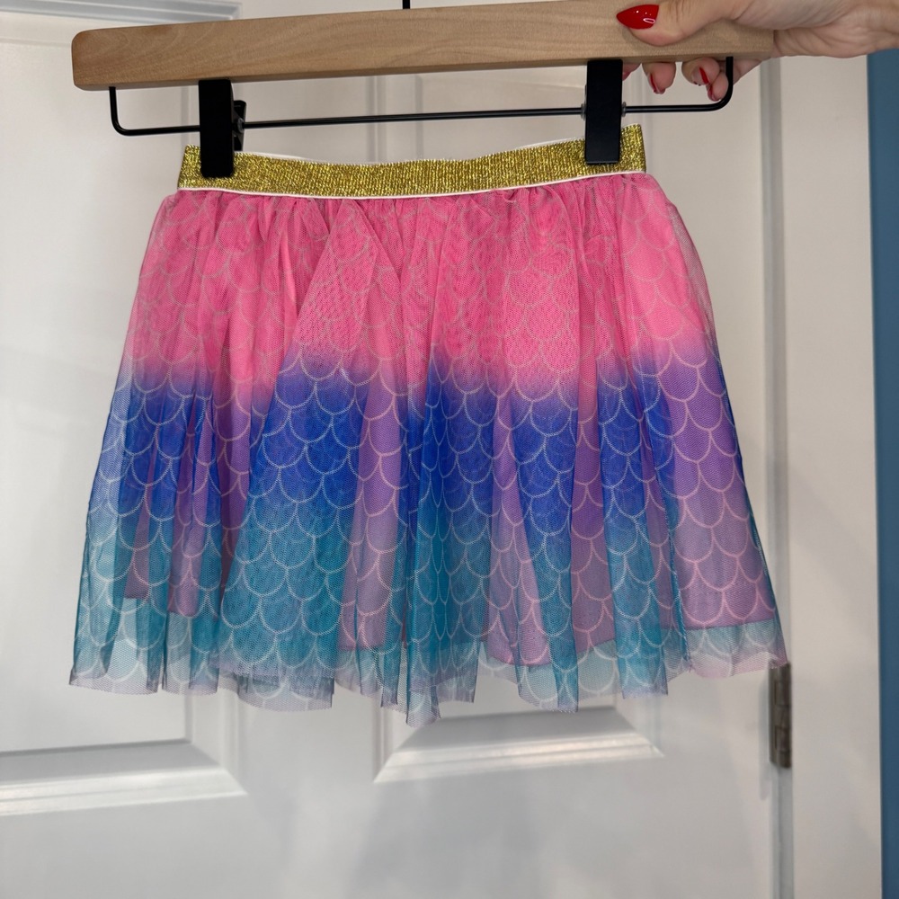 Disney Princess Girls Ombre Mermaid Scale Tutu Skirt Gold Waist Size 4T